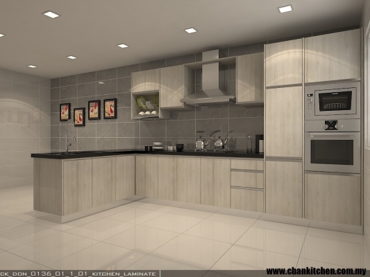 Contoh Reka Bentuk Kabinet Dapur Jenis Laminated Plywood Bingkai Aluminium K9