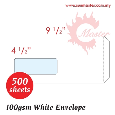 4.5" x 9.5" White Window Envelope