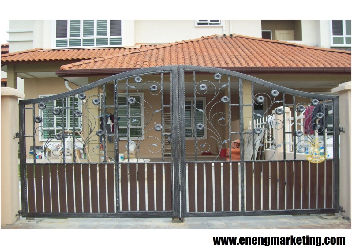 WIG 32- Wrought Iron Swing Gate Wrought Iron Swing Gate Design Gate Malaysia Reference Renovation Design 