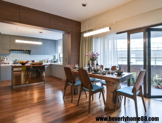 Reka Bentuk Ruang Makan Klasik & Dapur Cara Buka  - Jamnah View High End Condo