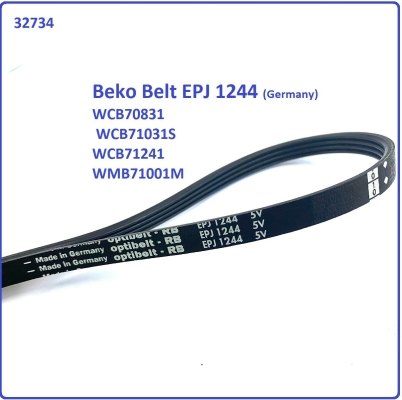 Code: 32734 Beko Washer Belt 1244 J4 EL Drive Belt 1244 J5 PJE