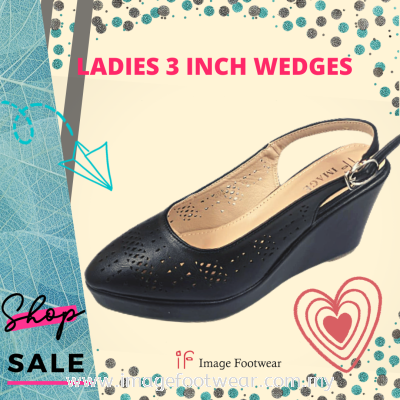 IF IMAGE Ladies 3 inch Wedges IF-2023-4(S)- BLACK Colour