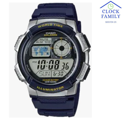 AE-1000W-2A CASIO DIGITAL MEN BLUE RUBBER  STRAP WATCH 