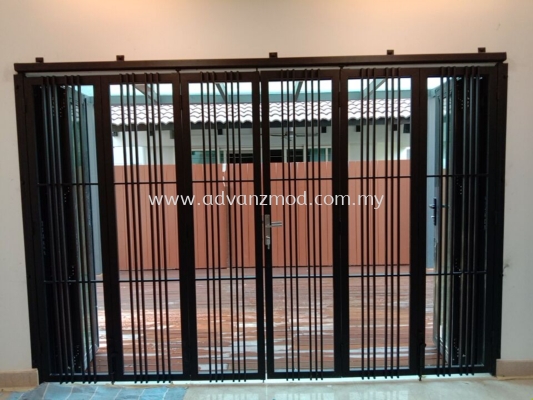 Mild Steel Folding Grille Door With Powder Coat Matt Black 