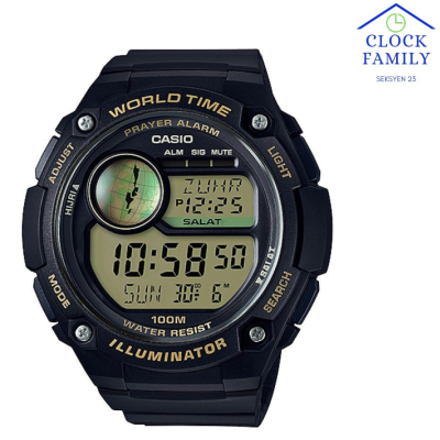 CASIO CPA-100-9A DIGITAL MEN BLACK RUBBER STRAP WATCH 