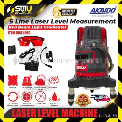 AKAIDO ALLBOL-5R 5-Line Laser Level Machine without Tripod (Red Line)