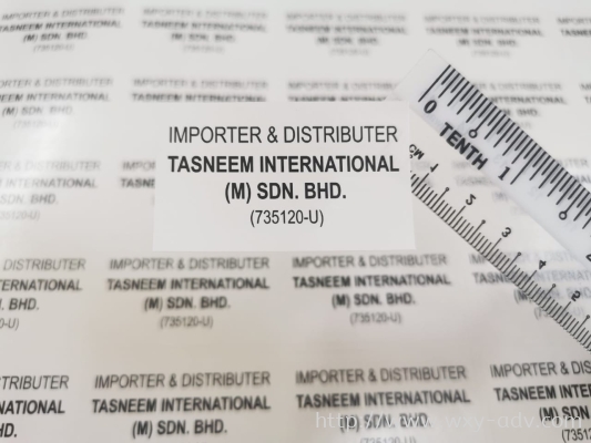 TASNEEM INTERNATIONAL (M) SDN. BHD. Label Sticker