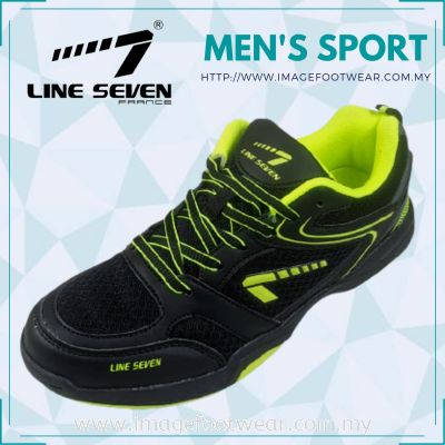 LINE 7 Men Sport Badminton Shoes -CS-2110- BLACK/GREEN Colour