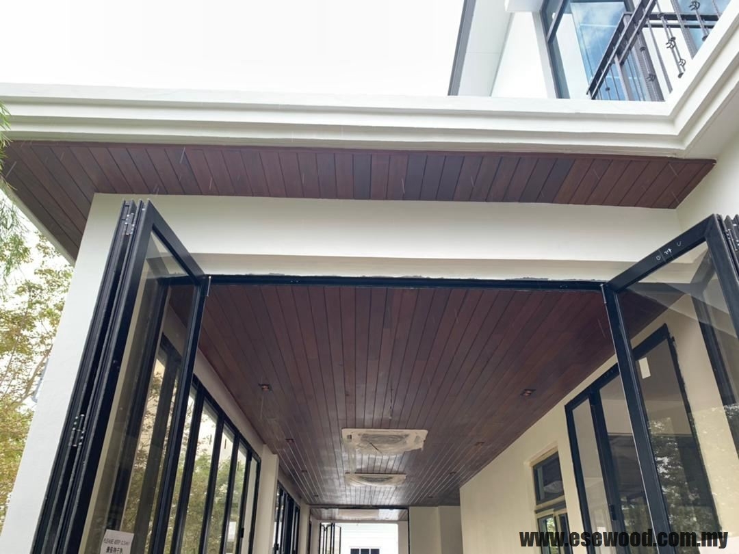 Merbau Solid Timber Ceiling - Taman Molek Wooden Ceiling Malaysia Reference Renovation Design 