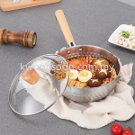 Japan Stainless Steel Snow Pan (Glass Lid) Sauce Pan Milk Noodle Soup Cooking Pot Frying Pan Kuali M