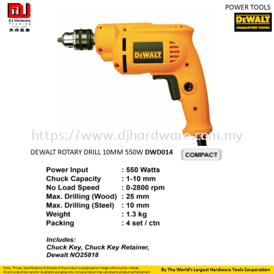 DEWALT ROTARY DRILL 10MM 550W DWD014 (CL)