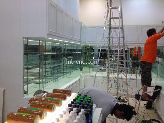 Bakery shop Renovation in PJ KL Selangor Malaysia #plywood #melamine  #veneer #spray paint #laminate #customize #sliding door #glass door #swing door #built in #nyatoh #oak #carcass #panel #fluted panel #drawer #partition #box up #shelves #open shelves #table #solid surface #quartz stone #rubber wood #renovation #carpentry #cabinet #storage #wiring works #plaster ceiling works #gypsum board