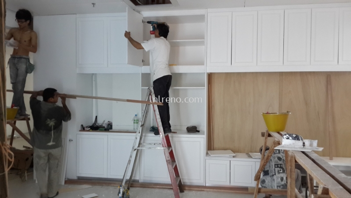 Bakery shop Renovation in PJ KL Selangor Malaysia #plywood #melamine  #veneer #spray paint #laminate #customize #sliding door #glass door #swing door #built in #nyatoh #oak #carcass #panel #fluted panel #drawer #partition #box up #shelves #open shelves #table #solid surface #quartz stone #rubber wood #renovation #carpentry #cabinet #storage #wiring works #plaster ceiling works #gypsum board