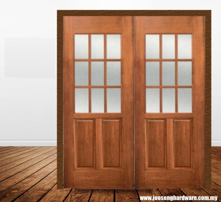 Glazed Solid Wooden Double Door - BD9AG