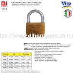 VIRO HIGH QUALITY BRASS PADLOCK RECTANGULAR BRASS PADLOCK V30 SERIES (CL)