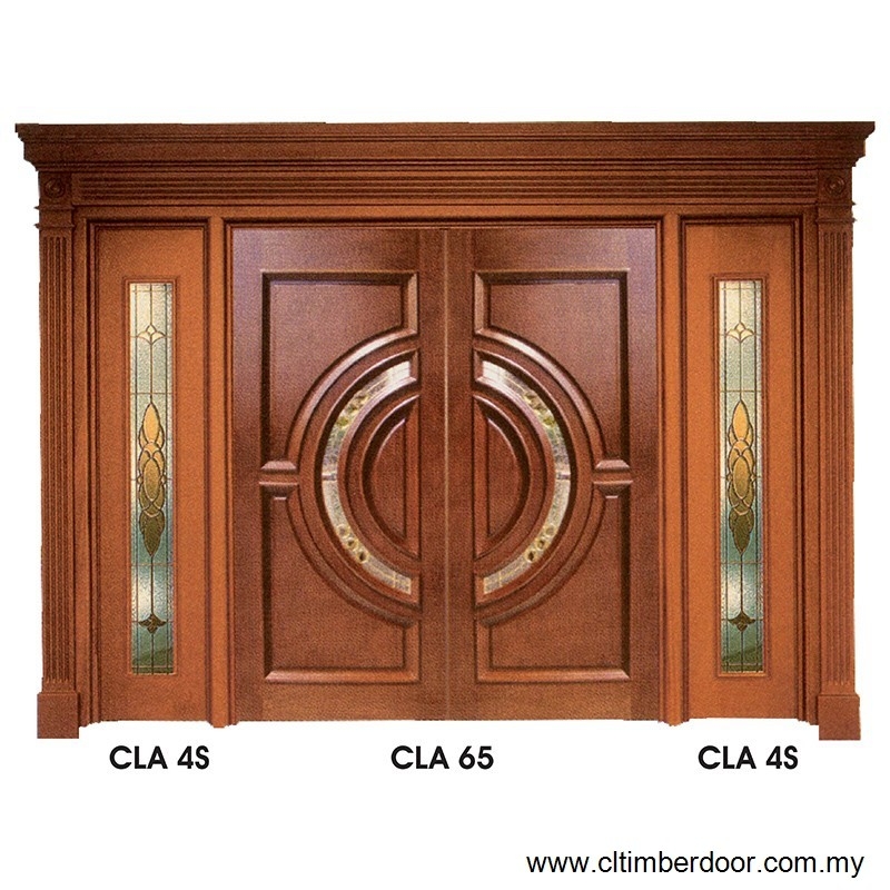 9 Feet Mould Door - CLA 4S + CLA 65 9 Feet 4 Leaf Solid Doors (Dark Wood Color)  Solid Wood Door & Wooden  Door Choose Sample / Pattern Chart