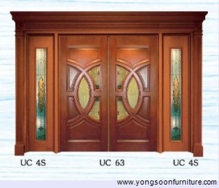 Pintu Kayu Hiasan Kaca 4 Daun - UC63 DL 67x83