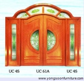 Pintu Kayu Hiasan Kaca 4 Daun - UC61A DL 67x83