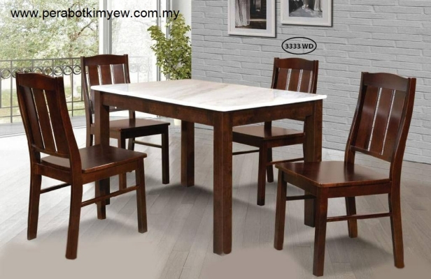 Marble Dining Table Set - Square 4 Seats