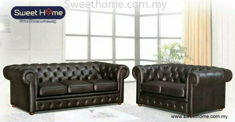 Chesterfield Black Sofa Set