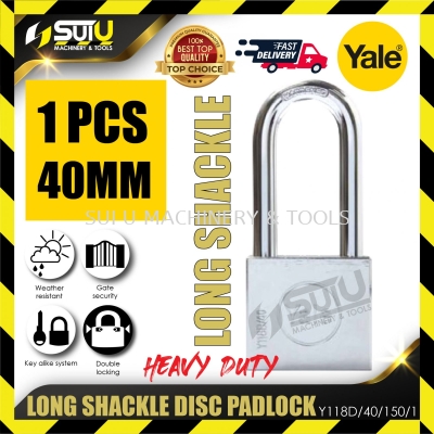 YALE Y118D/40/150/1 1PCS 40MM Chrome Plated Rekeyable Long Shackle Padlock