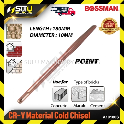 BOSSMAN A10180S 1PCS 10MM CR-V Material SDS Cold Chisel (Point)