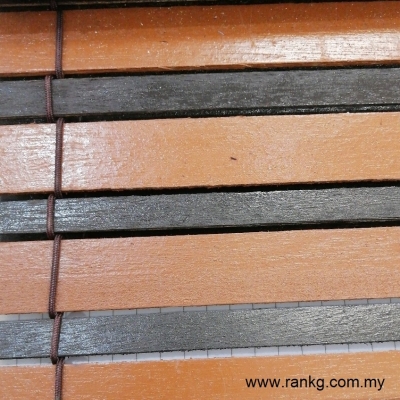 Outdoor Wooden Blinds - 1+4 Half Curve (string) - Teak Oil - Miko-360