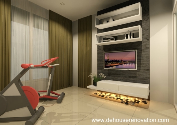 Bilik GYM & Reka Bentuk 3D Kabinet TV