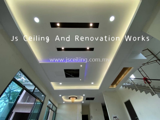 Cornice Ceiling Special Design di Js Ceiling ,Install Downlight V Wiring sekali ..