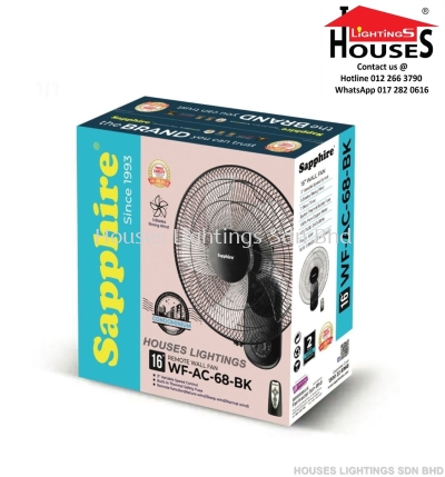 SAPPHIRE WF68-BK WALL FAN 16" + REMOTE