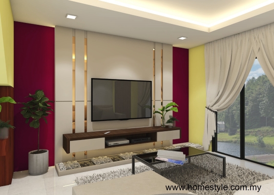 Living Room Design & Custom TV Cabinet   