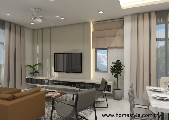 Living Room Design With Custom TV Cabinet 