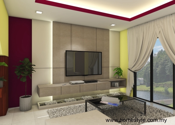 Living Room Design With Custom TV Cabinet