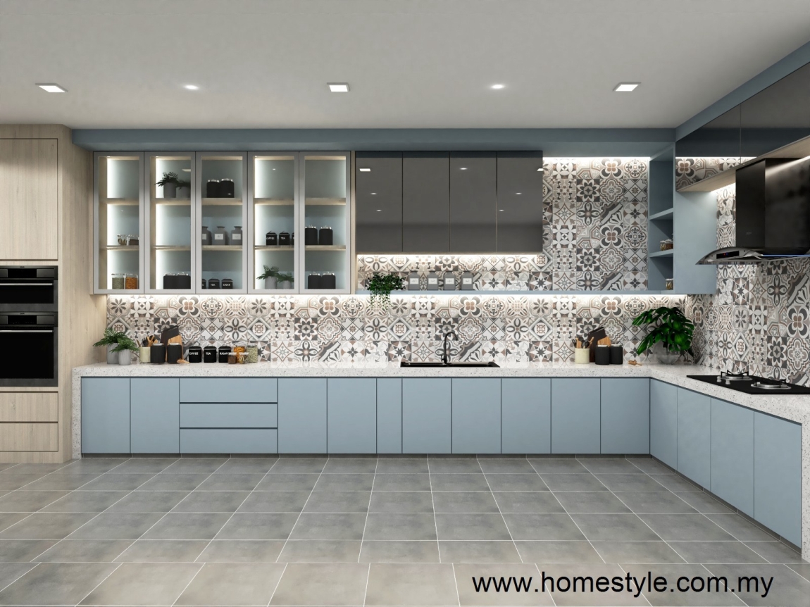 Long & Big L-Shape Kitchen Cabinet Perak / Ipoh Kitchen Cabinet  Kitchen 3D Design Drawing