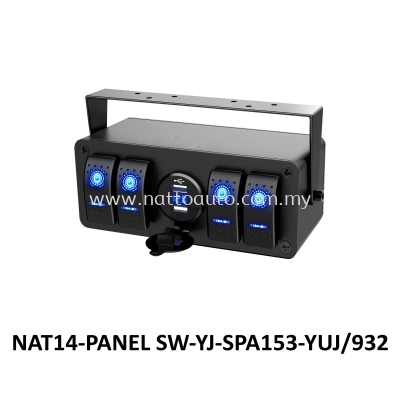 4 GANG SWITCH PANEL WITH DUAL USB CHARGER VOLTMETER