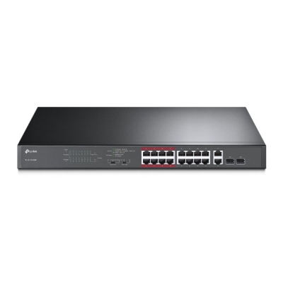 TL-SL1218MP.TPLink 16-Port 10/100Mbps + 2-Port Gigabit Unmanaged PoE Switch