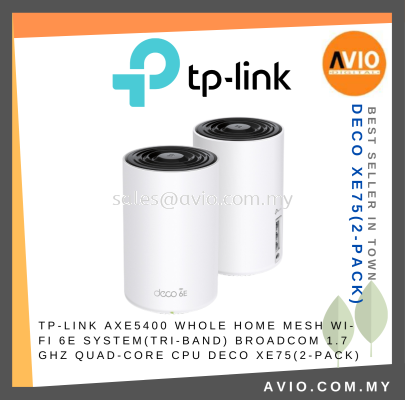 TP-LINK Tplink AXE5400 Home Mesh Wifi 2 Pcs Deco 6E System Tri Band 6GHz Cover 5500 Square Feet CPU Deco XE75(2-pack)