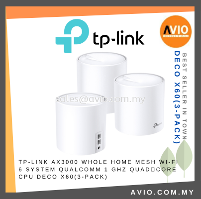 TP-LINK Tplink Wireless Deco X60 AX3000 Full Whole Home Mesh Wifi 3x Deco App 2.4GHz 5GHz 6 System Deco X60(3-pack)