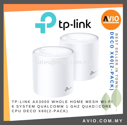 TP-LINK Tplink Wireless Deco X60 AX3000 Full Whole Home Mesh Wifi 2x Deco App 2.4GHz 5GHz 6 System Deco X60(2-pack)