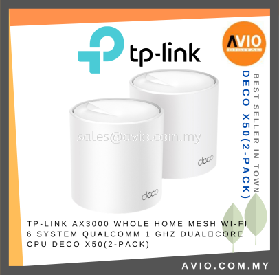 TP-LINK Tplink Deco X50 2pcs AX3000 Whole Full Home Mesh Wifi 6 System 2 Band 2500 Square Feet Coverage Deco X50(2-Pack)