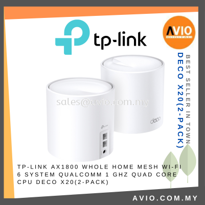 TP-LINK Tplink Deco X20 2pcs AX1800 Whole Full Home Mesh Wifi 6 System 2 Band 2.4GHz 5GHz 4000 Sqft Deco X20(2-pack)