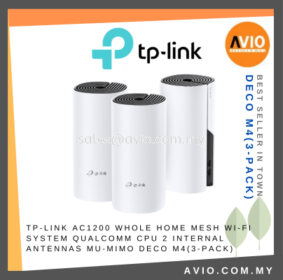 TP-LINK Tplink 3pcs Deco M4 AC1200 Whole Full Home Mesh Wifi System Coverage 5500 Sq Feet 2 x Antennas Deco M4(3-Pack)