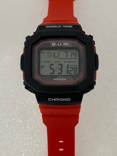 B.U.M BUBM04208 Digital Red Pu Band Man Watch