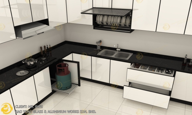 Rujukan Reka Bentuk 3D Untuk Kabinet Dapur Aluminium 