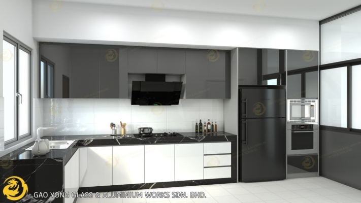 Rujukan Reka Bentuk 3D Untuk Kabinet Dapur Aluminium 