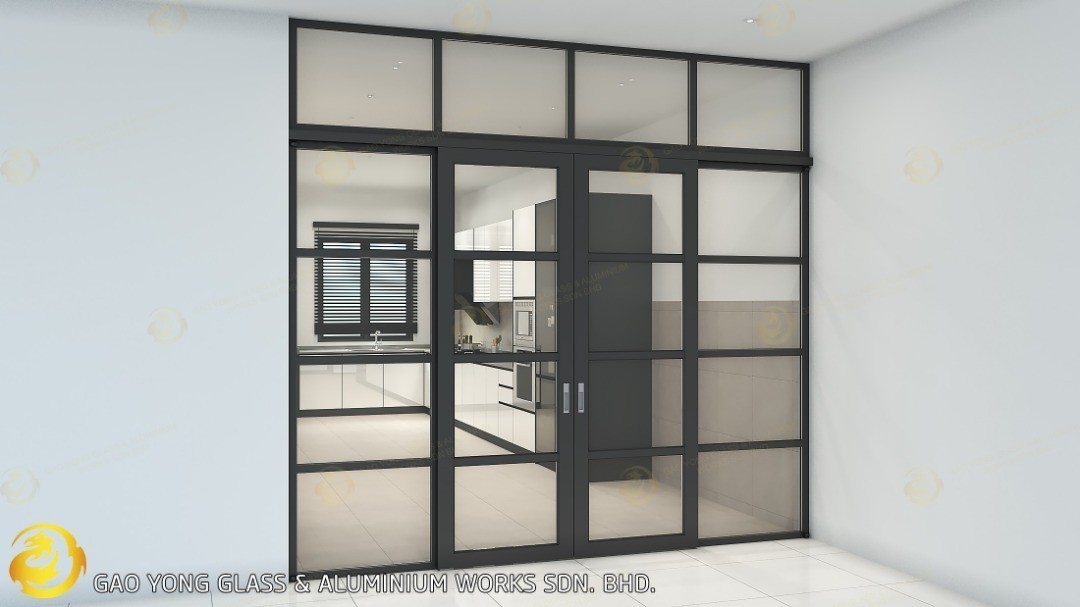 Aluminium Hanging Door Design Reference  Kitchen Aluminium Hanging Door Kitchen 3D Design Drawing