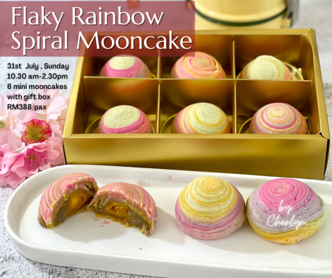 Flaky Rainbow Spiral Mooncake Workshop