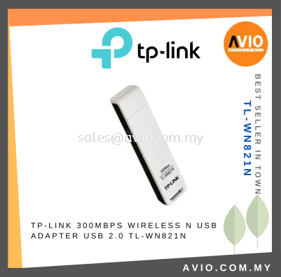 TP-LINK Tplink 300Mbps Wireless Wifi N USB Adapter 2.4GHz USB 2.0 Support Windows Basic White WN821N TL-WN821N