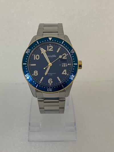 Crocodile CR7084.158 Silver Stainless Steel Band Dial Blue Gold Man Watch