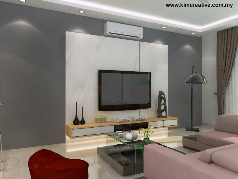 Living TV Wall Panelling & Console 3D Design Drawing In Eco Majestic - Merrydale Semenyih Living Design Living 3D Design Drawing